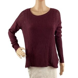 American Eagle Sweater Size S Maroon Mixed Knit Pullover
